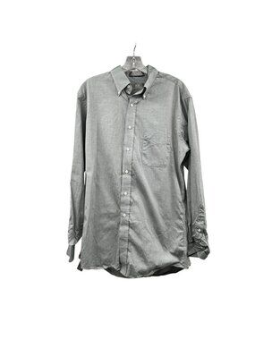 Stafford Executive Mens Pinpoint Oxford Button Down Shirt Gray Size 16-35